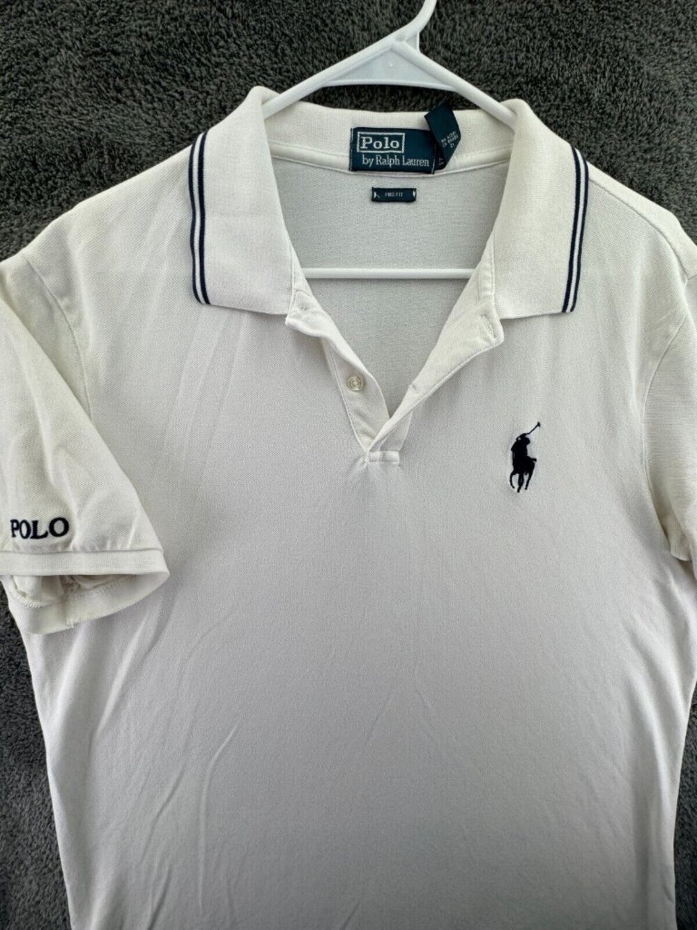Polo Ralph Lauren Polo Shirt XL White Embroidered Short Sleeve Big Pony Pro Fit